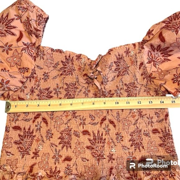 Steve Madden BB Dakota Peach Coral Floral Dress Coastal Cowgirl Stampede Sz Med - Picture 8 of 10